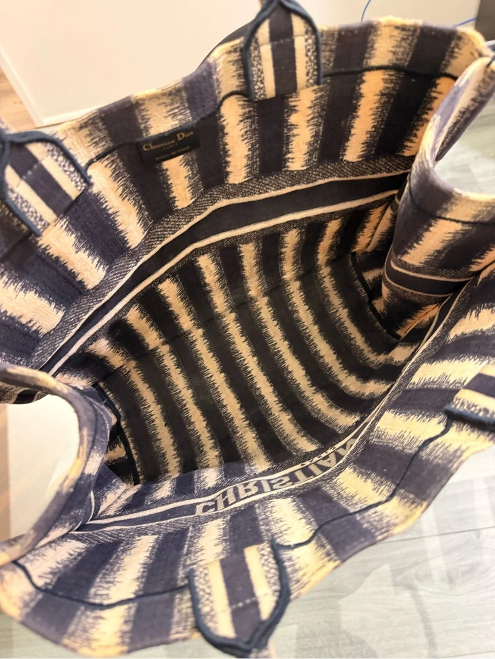 Dior Navy and Cream D Stripes Book Tote